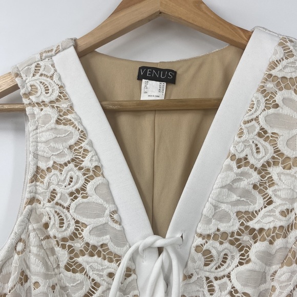Venus creamy white lace top with criss cross tie front detail romantic - Picture 5 of 12